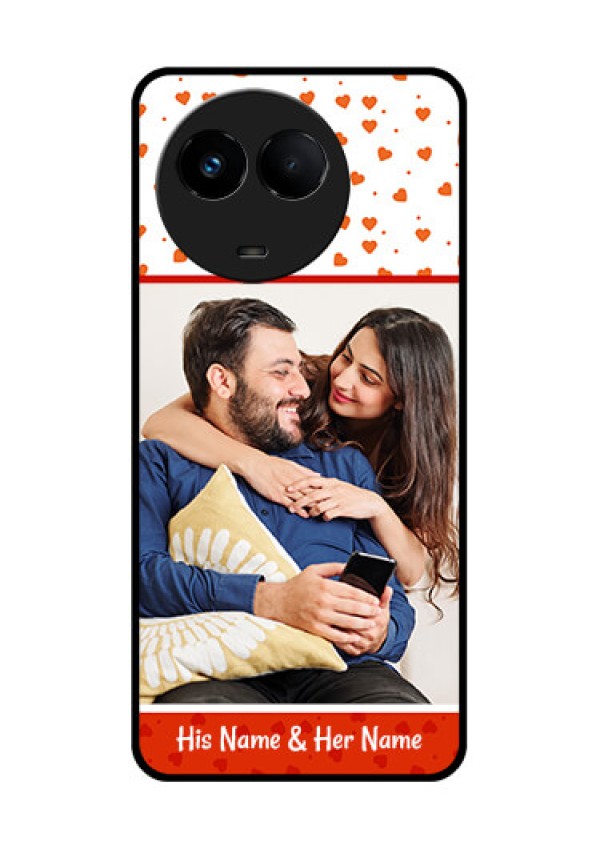 Realme 11x 5G Custom Glass Phone Case - Orange Love Symbol Design