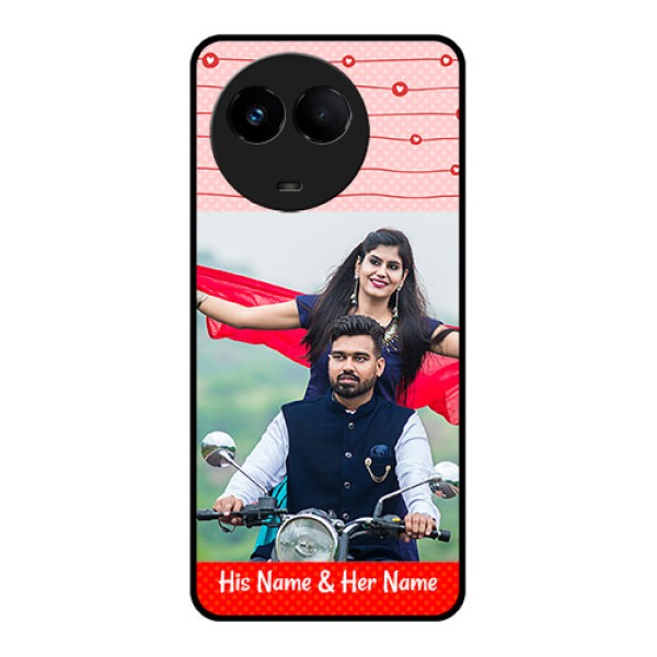 Realme 11x 5G Personalized Glass Phone Case - Red Pattern Case Design