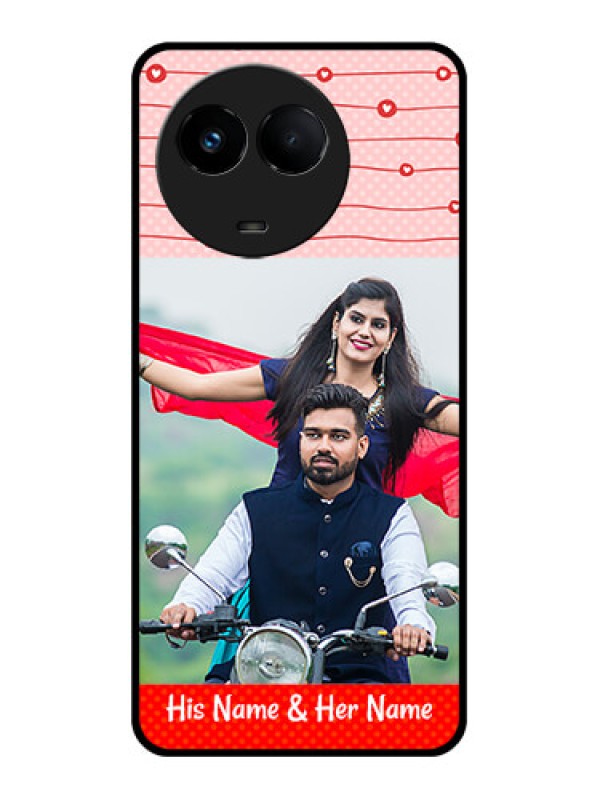 Custom Realme 11x 5G Personalized Glass Phone Case - Red Pattern Case Design