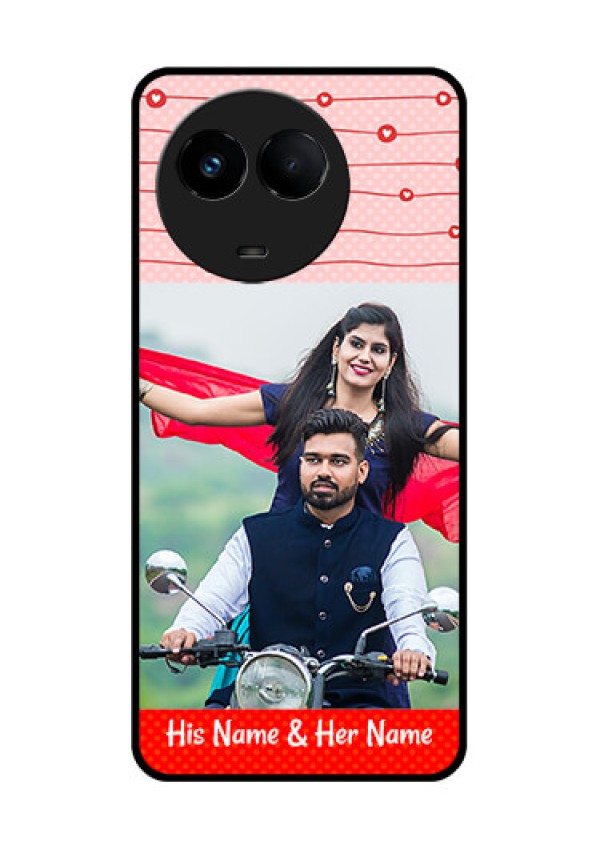 Realme 11x 5G Personalized Glass Phone Case - Red Pattern Case Design
