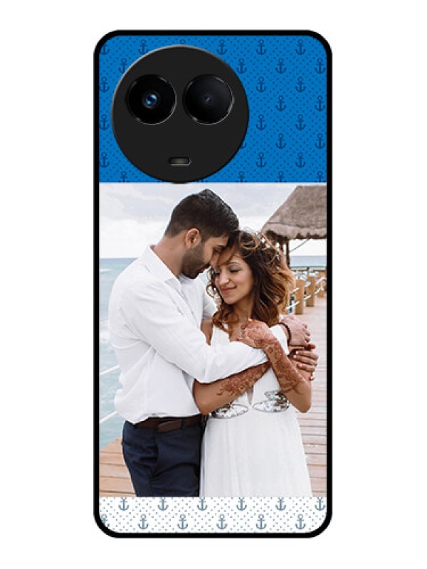Custom Realme 11x 5G Photo Printing on Glass Case - Blue Anchors Design