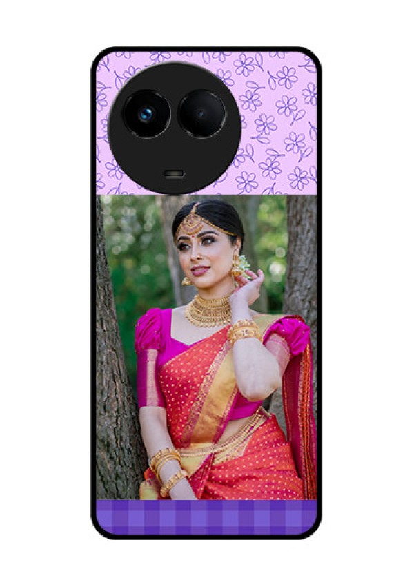 Realme 11x 5G Custom Glass Phone Case - Purple Floral Design