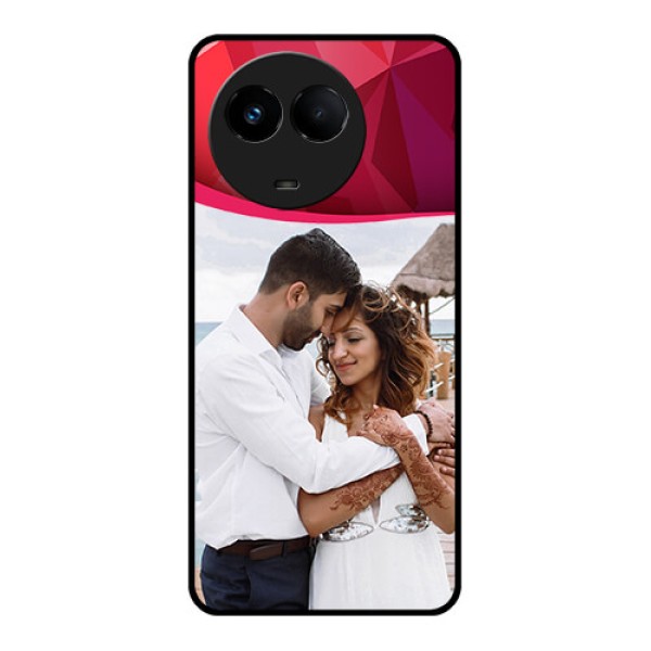 Realme 11x 5G Custom Glass Mobile Case - Red Abstract Design