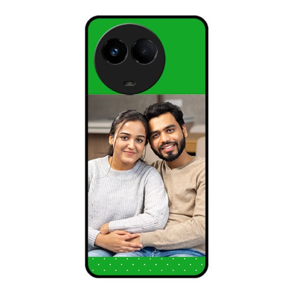 Realme 11x 5G Personalized Glass Phone Case - Green Pattern Design