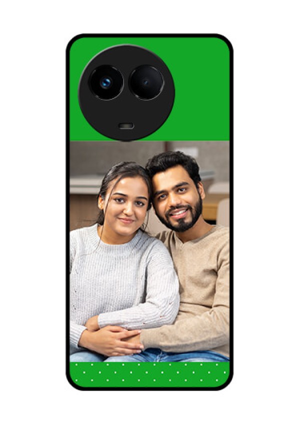 Realme 11x 5G Personalized Glass Phone Case - Green Pattern Design
