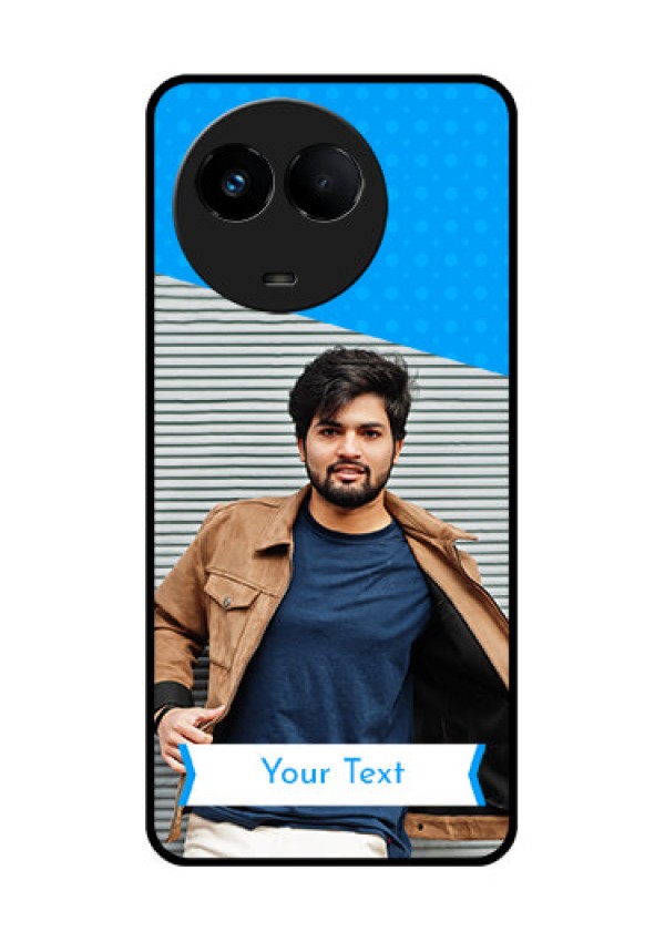 Realme 11x 5G Photo Printing on Glass Case - Simple Blue Color Design