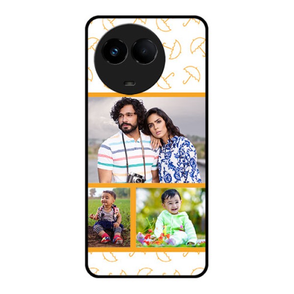 Realme 11x 5G Custom Glass Mobile Case - Yellow Pattern Design