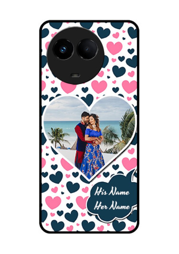 Realme 11x 5G Custom Glass Phone Case - Pink & Blue Heart Design