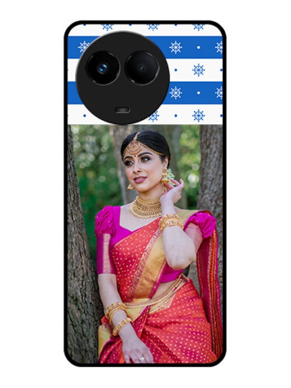 Custom Realme 11x 5G Photo Printing on Glass Case - Snow Pattern Design