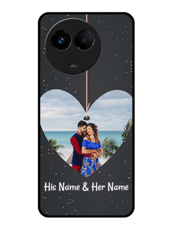 Custom Realme 11x 5G Custom Glass Phone Case - Hanging Heart Design
