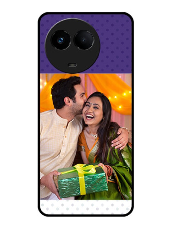 Custom Realme 11x 5G Personalized Glass Phone Case - Violet Pattern Design