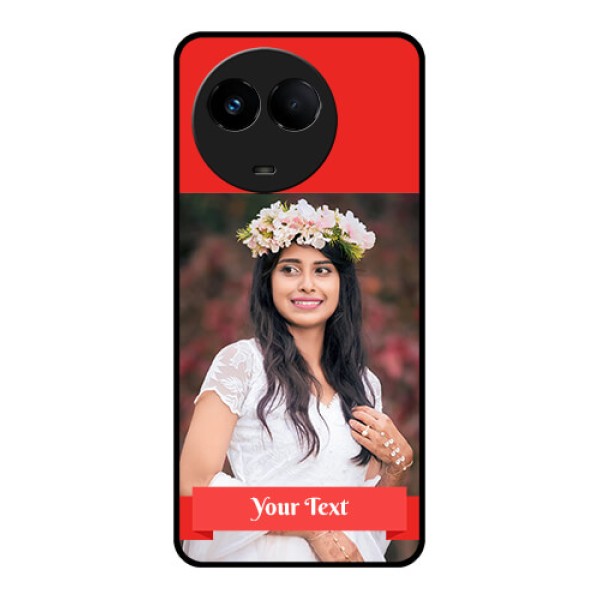 Realme 11x 5G Custom Glass Phone Case - Simple Red Color Design