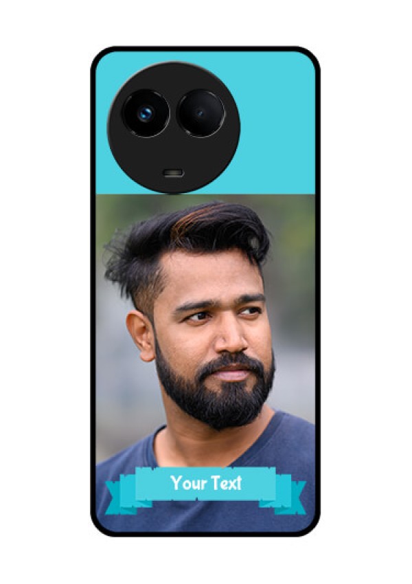 Realme 11x 5G Personalized Glass Phone Case - Simple Blue Color Design