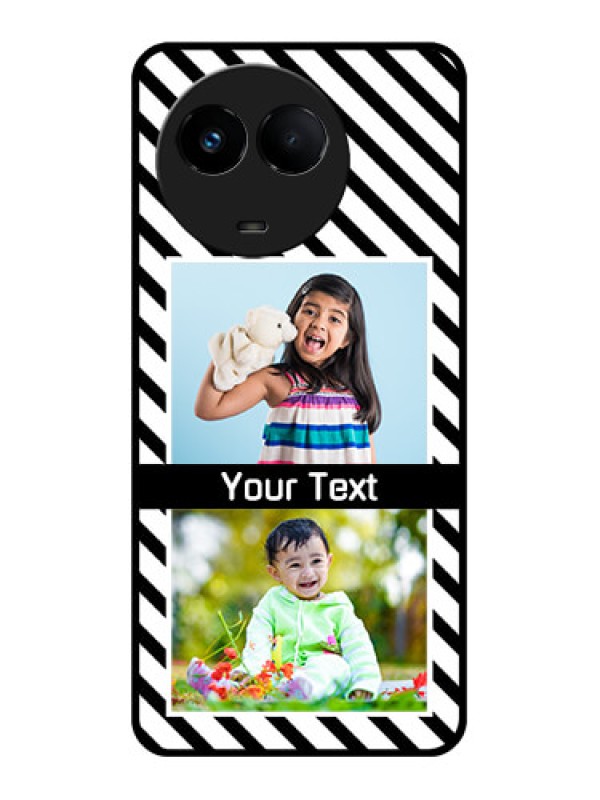 Custom Realme 11x 5G Photo Printing on Glass Case - Black And White Stripes Design