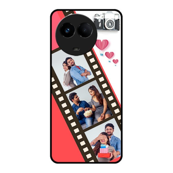 Realme 11x 5G Personalized Glass Phone Case - 3 Image Holder with Film Reel Realme 11x 5G Personalized Glass Phone Case - 3 Image Holder with Film Reel