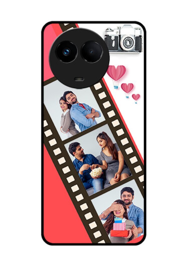 Realme 11x 5G Personalized Glass Phone Case - 3 Image Holder with Film Reel