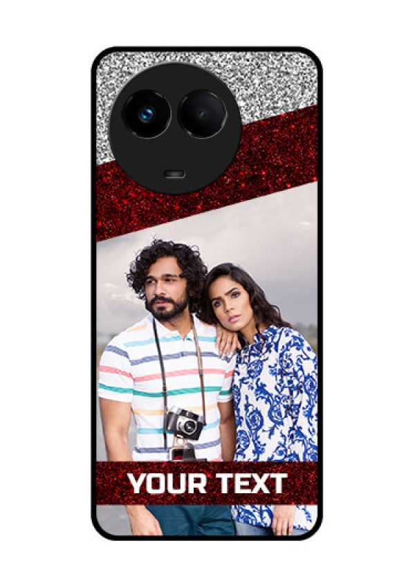 Realme 11x 5G Personalized Glass Phone Case - Image Holder with Glitter Strip Design