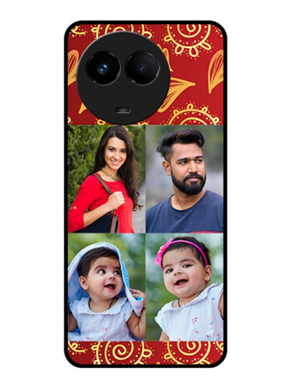 Custom Realme 11x 5G Photo Printing on Glass Case - 4 Image Traditional Design