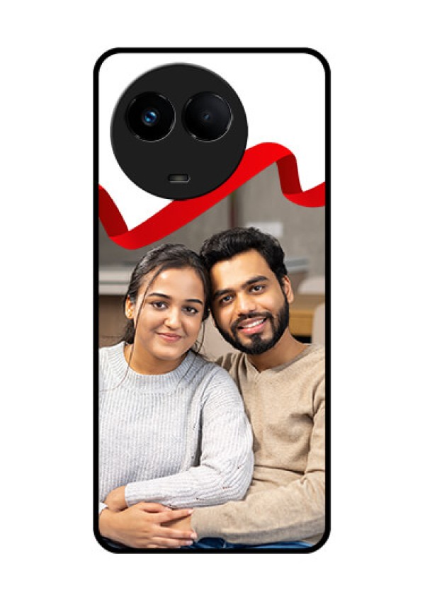 Realme 11x 5G Photo Printing on Glass Case - Red Ribbon Frame Design