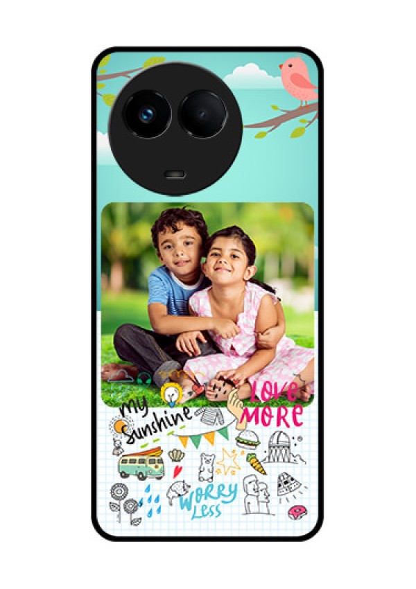 Realme 11x 5G Photo Printing on Glass Case - Doodle love Design