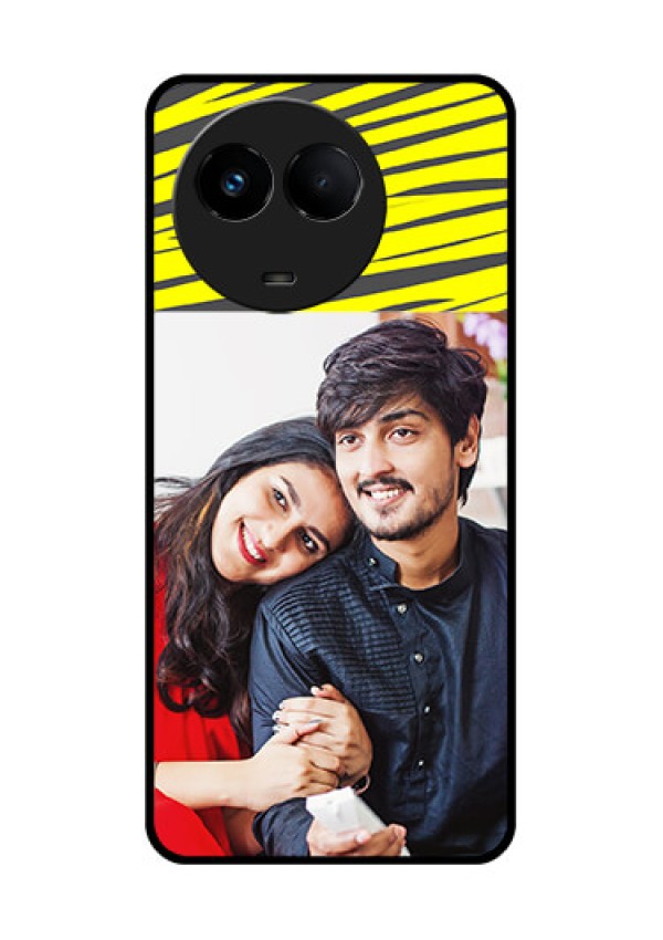 Realme 11x 5G Photo Printing on Glass Case - Yellow Abstract Design