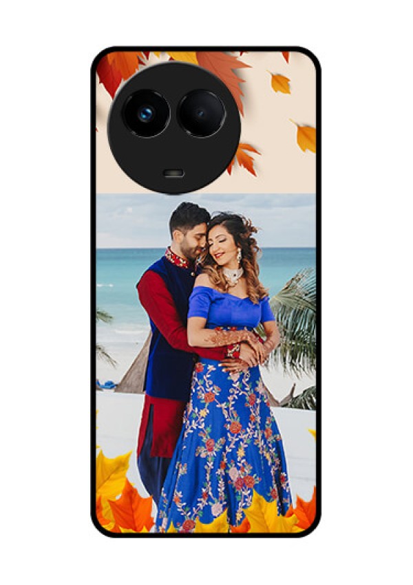Realme 11x 5G Photo Printing on Glass Case - Autumn Maple Leaves Design