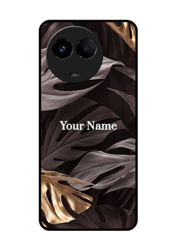 Realme 11x 5G Personalised Glass Phone Case - Wild Leaves digital paint Design