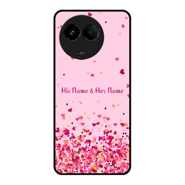 Realme 11x 5G Photo Printing on Glass Case - Floating Hearts Design