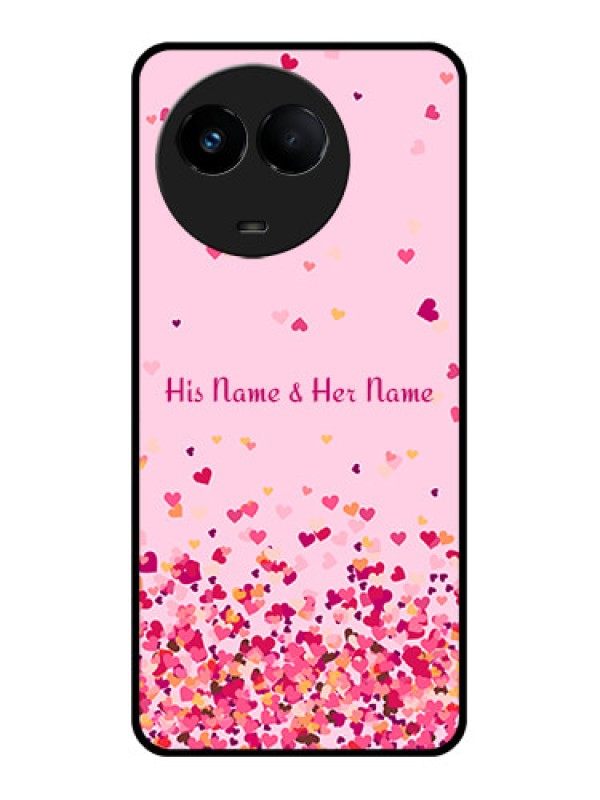 Custom Realme 11x 5G Photo Printing on Glass Case - Floating Hearts Design