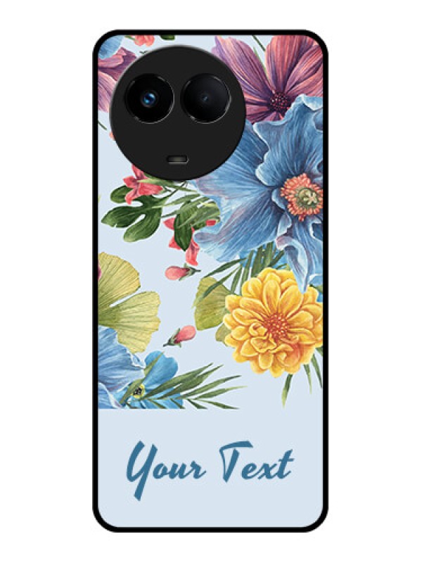 Custom Realme 11x 5G Custom Glass Mobile Case - Stunning Watercolored Flowers Painting Design