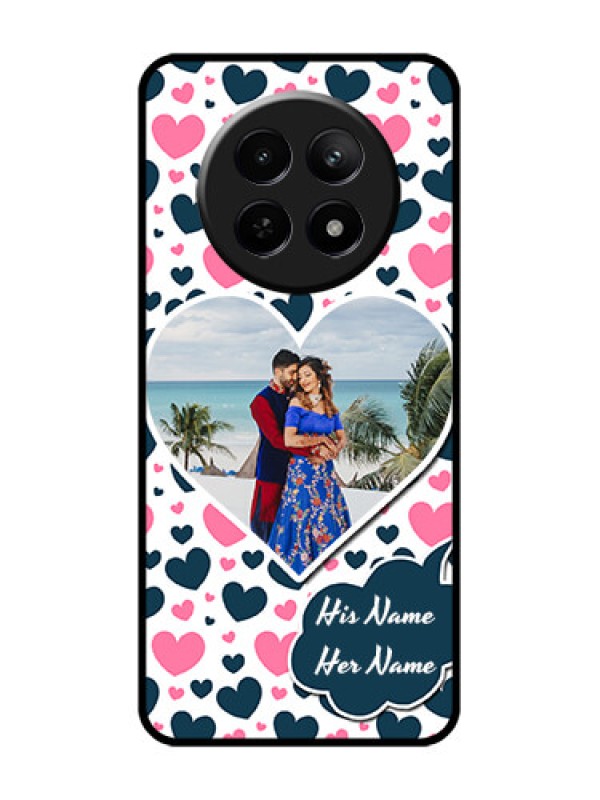 Custom Realme 12 5G Custom Glass Phone Case - Pink & Blue Heart Design