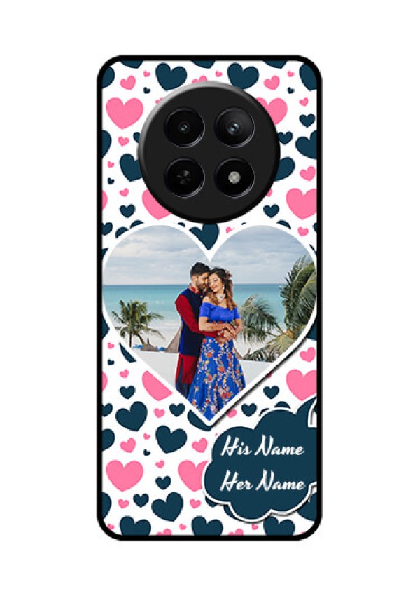 Realme 12 5G Custom Glass Phone Case - Pink & Blue Heart Design