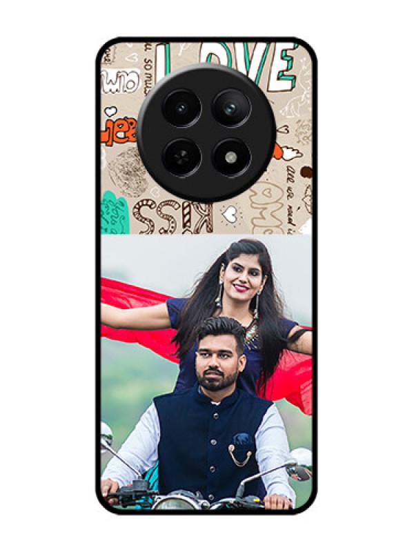 Custom Realme 12 5G Custom Glass Phone Case - Love Doodle Pattern