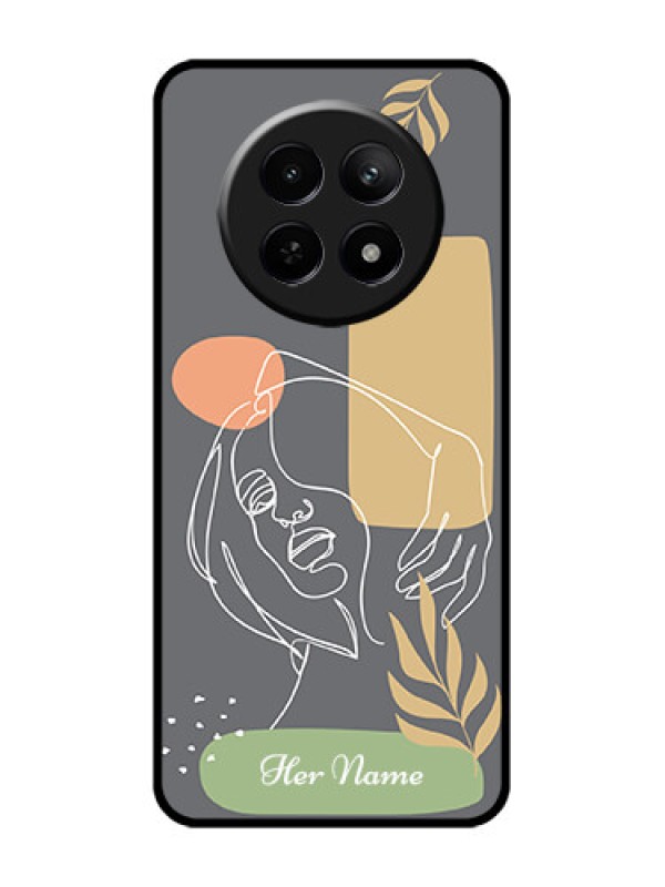 Custom Realme 12 5G Custom Glass Phone Case - Gazing Woman Line Art Design