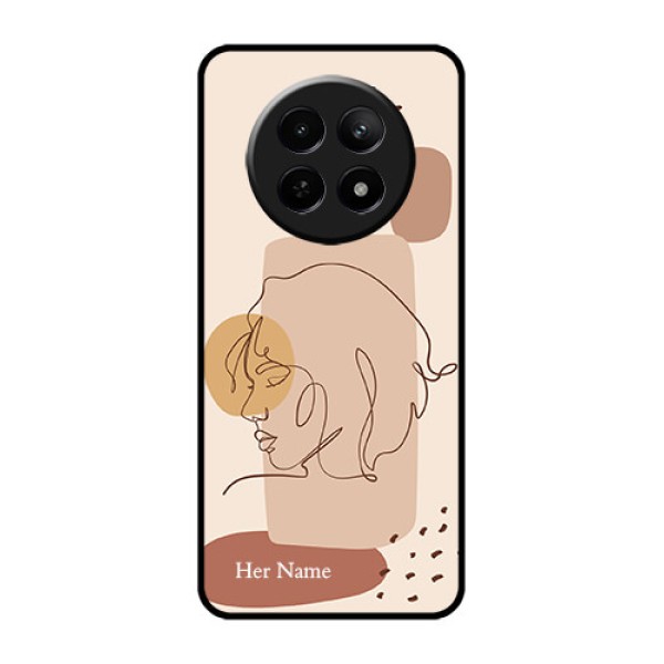 Realme 12 5G Custom Glass Phone Case - Calm Woman Line Art Design Realme 12 5G Custom Glass Phone Case - Calm Woman Line Art Design