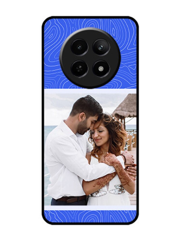 Custom Realme 12 5G Custom Glass Phone Case - Curved Line Art With Blue And White Design