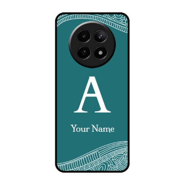 Realme 12 5G Custom Glass Phone Case - Line Art Pattern With Custom Name Design Realme 12 5G Custom Glass Phone Case - Line Art Pattern With Custom Name Design