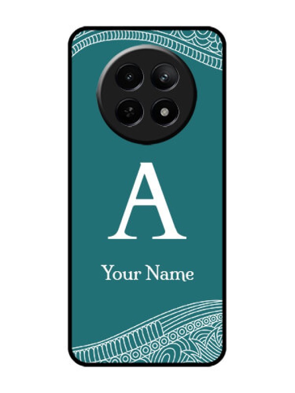 Custom Realme 12 5G Custom Glass Phone Case - Line Art Pattern With Custom Name Design