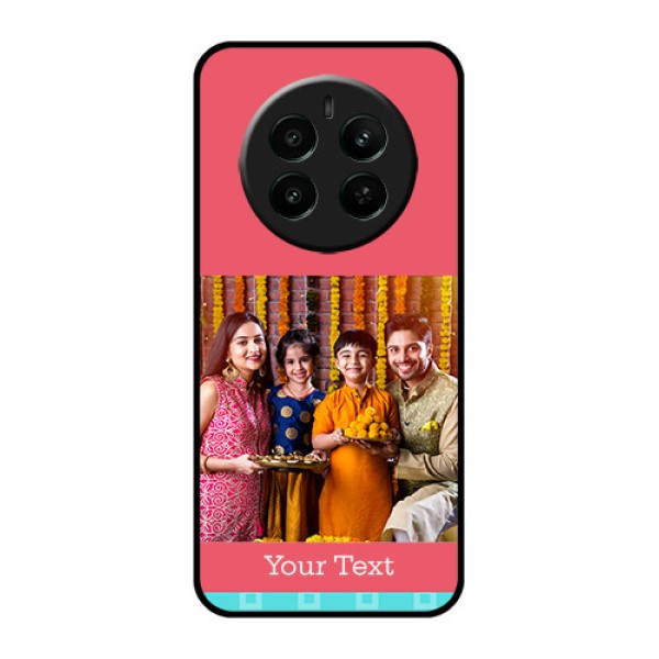 Realme 12 Plus 5G Custom Glass Phone Case - Peach & Blue Color Design Realme 12 Plus 5G Custom Glass Phone Case - Peach & Blue Color Design