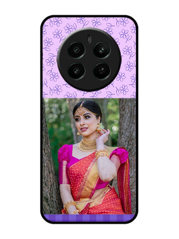 Custom Realme 12 Plus 5G Custom Glass Phone Case - Purple Floral Design