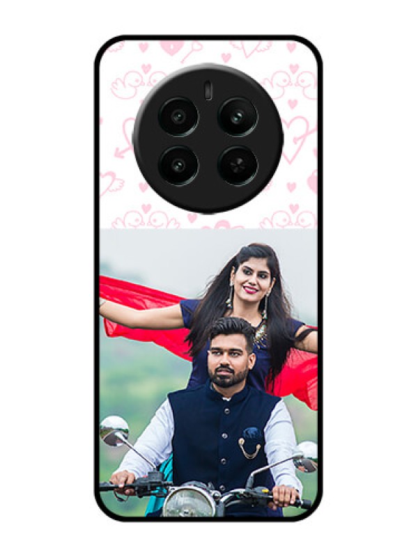 Custom Realme 12 Plus 5G Custom Glass Phone Case - Pink Flying Heart Design