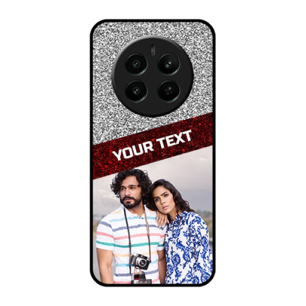 Realme 12 Plus 5G Custom Glass Phone Case - Image Holder With Glitter Strip Design Realme 12 Plus 5G Custom Glass Phone Case - Image Holder With Glitter Strip Design
