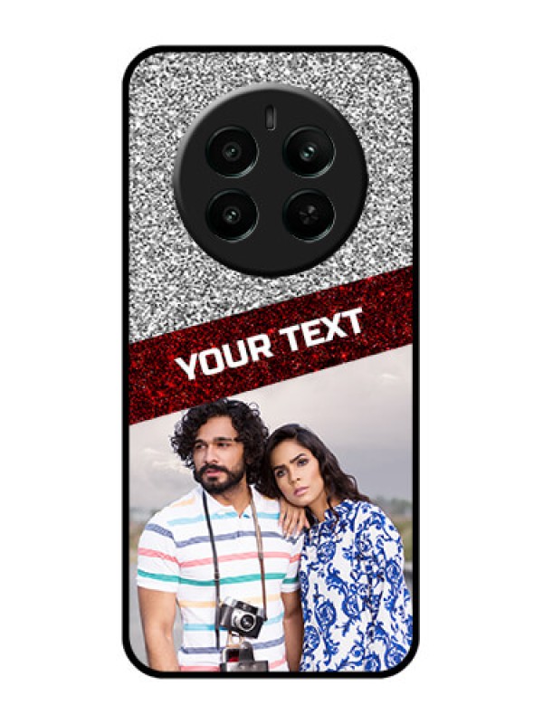 Custom Realme 12 Plus 5G Custom Glass Phone Case - Image Holder With Glitter Strip Design