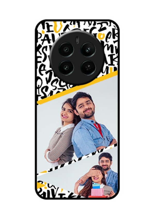 Realme 12 Plus 5G Custom Glass Phone Case - Letters Pattern Design