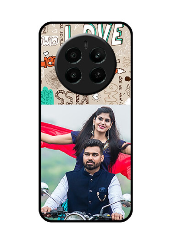 Realme 12 Plus 5G Custom Glass Phone Case - Love Doodle Pattern