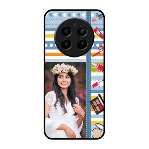 Realme 12 Plus 5G Custom Glass Phone Case - Makeup Icons Design