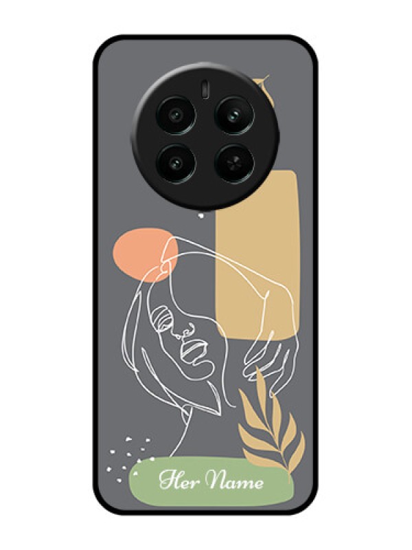 Custom Realme 12 Plus 5G Custom Glass Phone Case - Gazing Woman Line Art Design