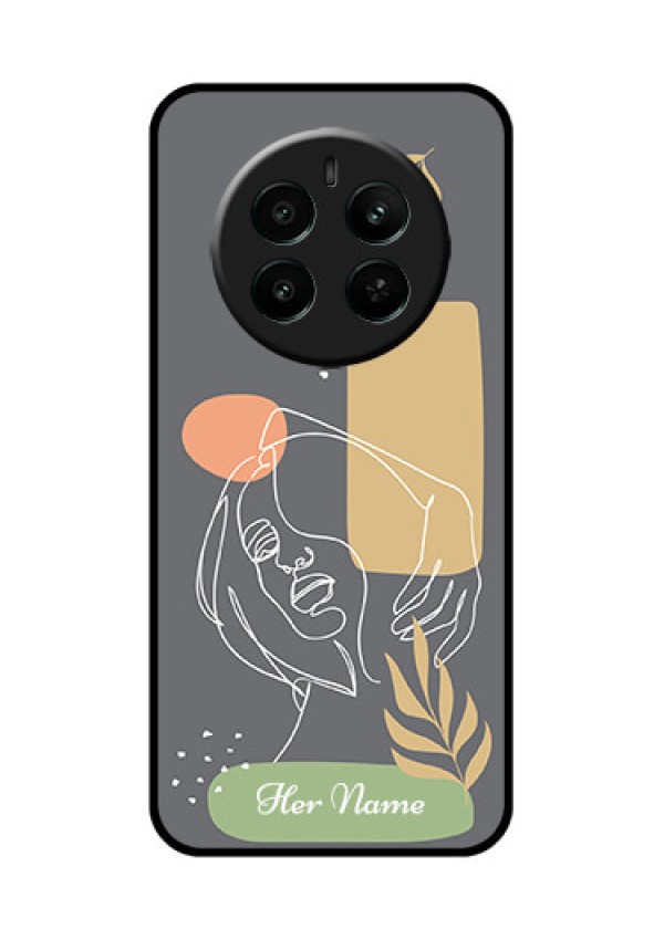 Realme 12 Plus 5G Custom Glass Phone Case - Gazing Woman Line Art Design