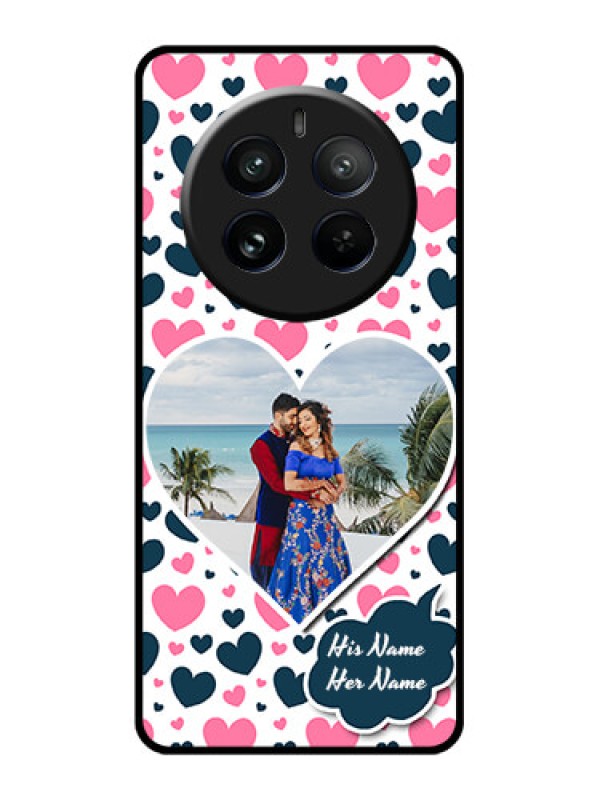 Custom Realme 12 Pro 5G Custom Glass Phone Case - Pink & Blue Heart Design
