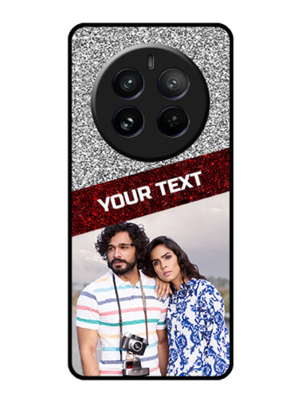 Custom Realme 12 Pro 5G Custom Glass Phone Case - Image Holder With Glitter Strip Design